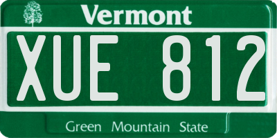 VT license plate XUE812