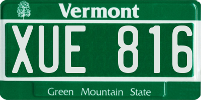 VT license plate XUE816