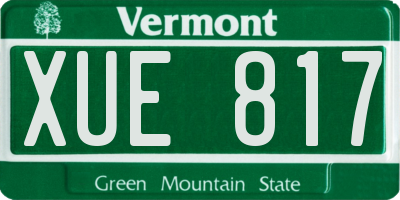VT license plate XUE817