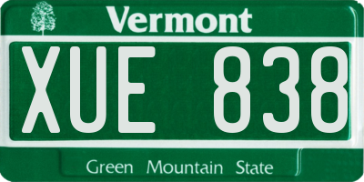 VT license plate XUE838