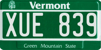 VT license plate XUE839