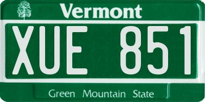 VT license plate XUE851