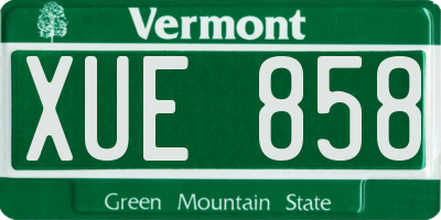 VT license plate XUE858
