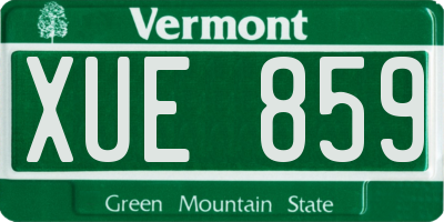 VT license plate XUE859