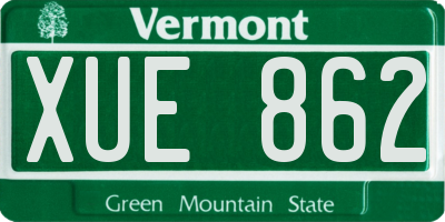 VT license plate XUE862