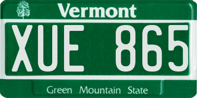 VT license plate XUE865
