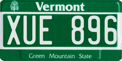 VT license plate XUE896