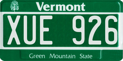 VT license plate XUE926