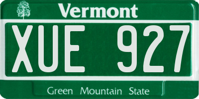 VT license plate XUE927