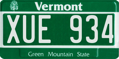 VT license plate XUE934