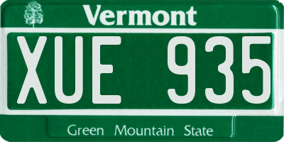 VT license plate XUE935
