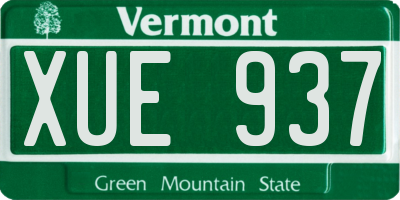 VT license plate XUE937