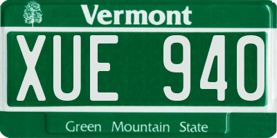 VT license plate XUE940