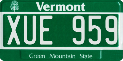 VT license plate XUE959