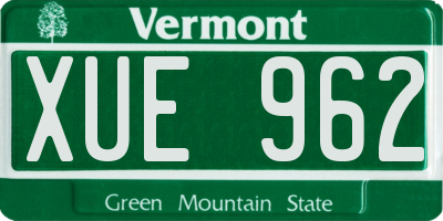 VT license plate XUE962