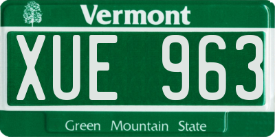VT license plate XUE963