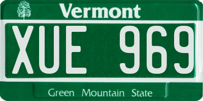 VT license plate XUE969