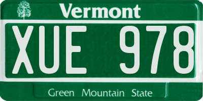 VT license plate XUE978