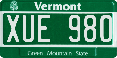 VT license plate XUE980