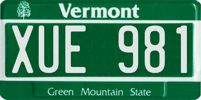 VT license plate XUE981
