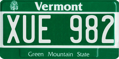 VT license plate XUE982