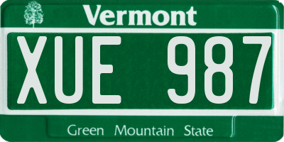 VT license plate XUE987