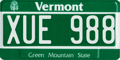 VT license plate XUE988
