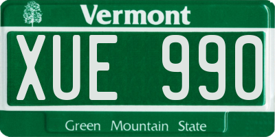 VT license plate XUE990