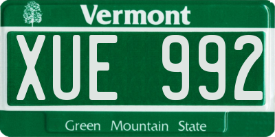 VT license plate XUE992