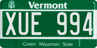 VT license plate XUE994