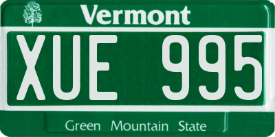 VT license plate XUE995