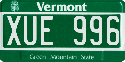 VT license plate XUE996