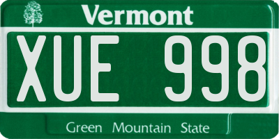 VT license plate XUE998