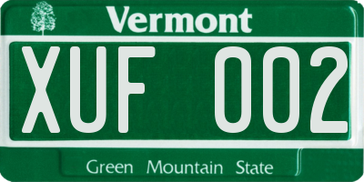 VT license plate XUF002
