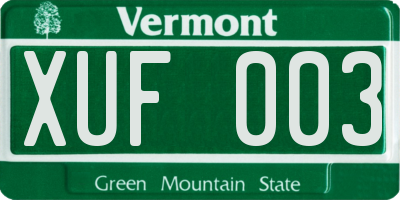VT license plate XUF003