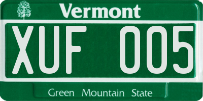 VT license plate XUF005