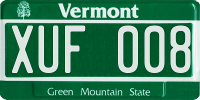 VT license plate XUF008