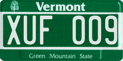 VT license plate XUF009