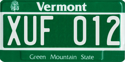 VT license plate XUF012
