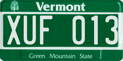 VT license plate XUF013