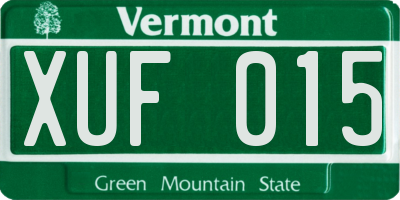 VT license plate XUF015