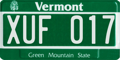 VT license plate XUF017
