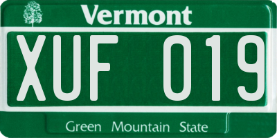 VT license plate XUF019