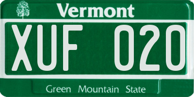 VT license plate XUF020