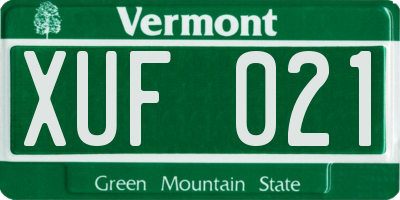 VT license plate XUF021