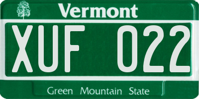 VT license plate XUF022
