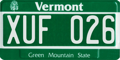 VT license plate XUF026