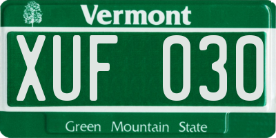 VT license plate XUF030