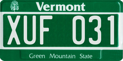 VT license plate XUF031