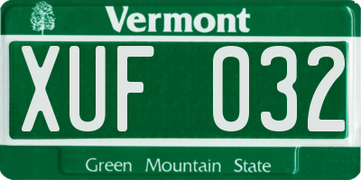 VT license plate XUF032